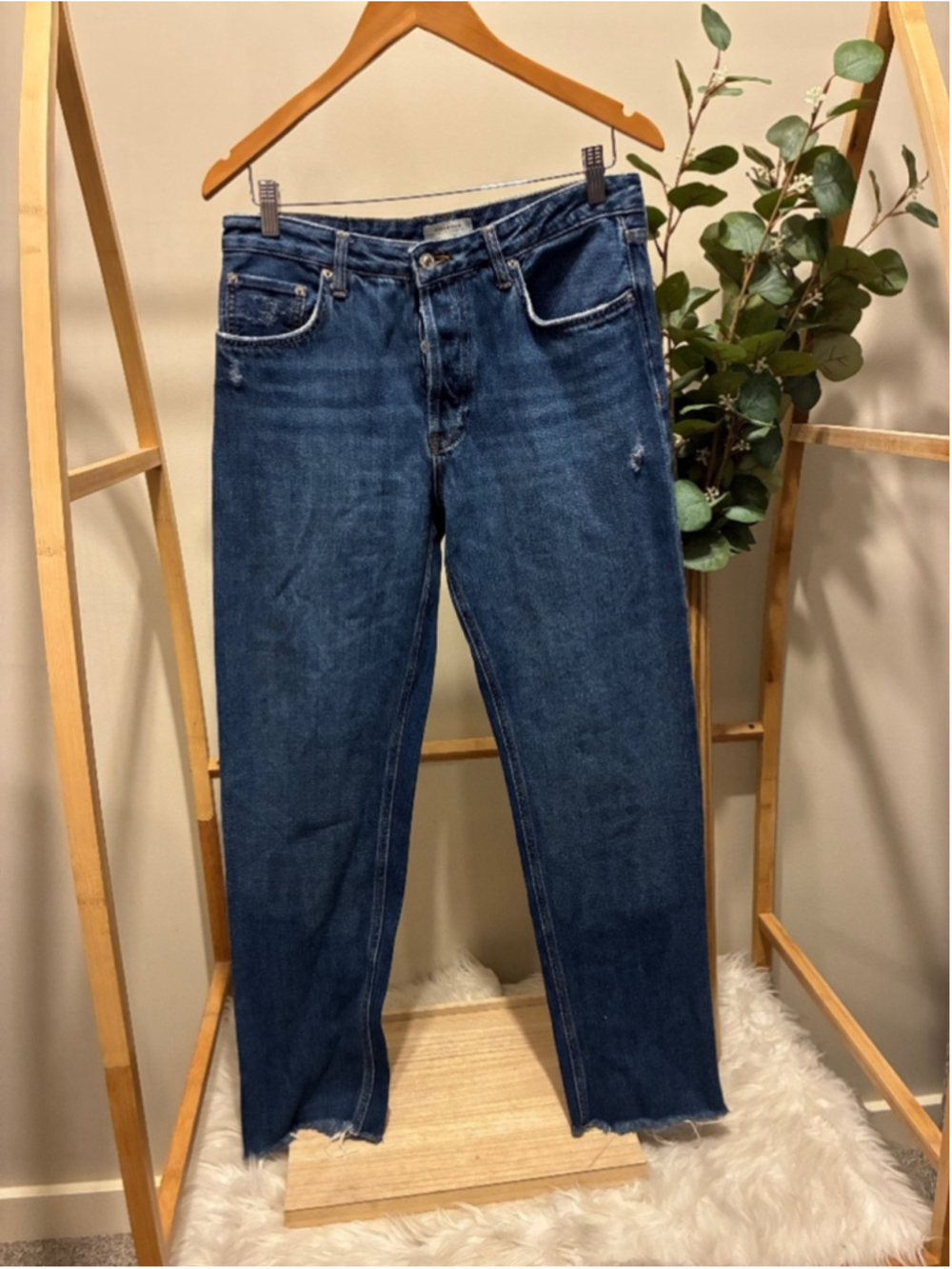 Zara Womans Dark Blue Straight Jeans